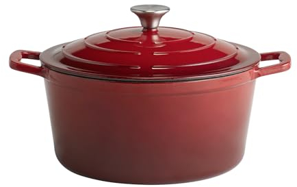 APS 88306 5 Stars Cocotte en fonte avec couvercle compatible induction et four avec support de couvercle Ø 28 cm 6 l Anthracite