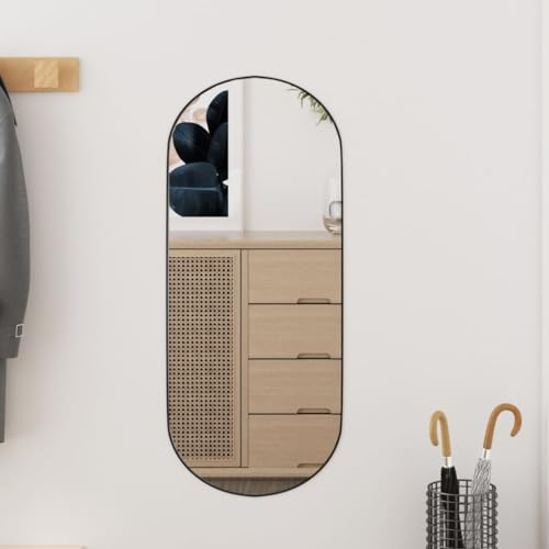 CIADAZ Wandspiegel 25x60 cm Glas Oval, Wall Mirror, Spiegel Schlafzimmer, Garderobenspiegel, Spiegel Schmal, Badspiegel, Kosmetikspiegel, Dekorative Spiegel
