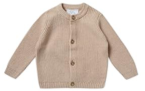 Stellou & friends Cardigan-Strickjacke für Mädchen und Jungen mit Knöpfen in Holz-Optik | Hochwertige Baby-Kleidung aus 100% Baumwolle