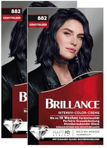 Brillance Intensiv-Color-Creme 882 Grafitsilber (2x 160 ml), dauerhafte Haarfarbe mit Diamant-Glanz und Pflege-Conditioner, für 10 Wochen Farbintensität