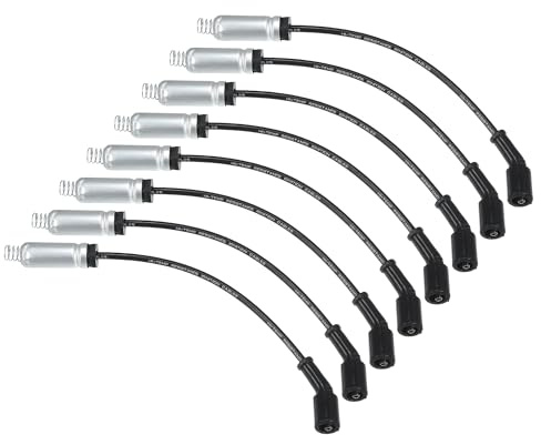 VekAuto Zündspulen-Kabel 7mm Für Chevrolet Corvette 14-19 8 Stück | Farbe Schwarz, Material Silikon/Nickel/Edelstahl, OE Nr. 19431551, Für Cadillac Escalade Für Chevrolet Suburban Für GMC Yukon