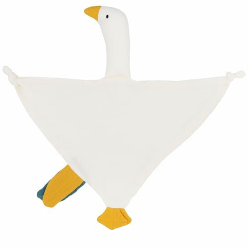 FenFang Baby Schmusetuch, Musselin Schnuffeltuch Weich, Kuscheltuch Kuscheltier Schnuffeltücher Trösterchen Baby Spielzeug Geschenk Mädchen Jungen Kleinkinder Neugeboren ab 0 Monaten (Weiße Gans)