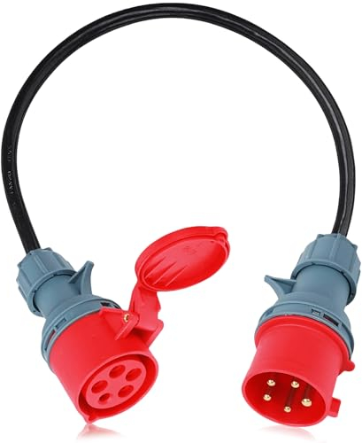 CEE Adapter 32A Stecker auf 16A Kupplung, 5 Poliger Starkstrom Adapter 32A auf 16A, CEE Adapter 32A Stecker 16A Kupplung, IP44 Schutzart, 3-phasig, 400V