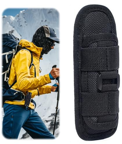 Bolsa linterna, material poliéster linterna táctica caso,linterna bolsa multifuncional dumping caso bastón para hombres al aire libre caza camping senderismo (negro)