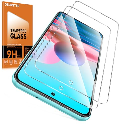 Oelrstfe 2 Piezas Protector Pantalla Para Xiaomi Redmi Note 10 4G/10S 4G Cristal Templado Dureza 9H Antiarañazos Antihuellas Sin Burbujas Ultra HD Transparente Ultra Resistente Vidrio Película
