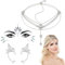 Elfen Ohren Ohrringe Damen Elfen Kopfschmuck Gemstones Temporary Tattoo Sticker Boho Kopfkette Schmuck Kristall Kette Haarschmuck Mädchen Glitzer Gesicht Festival Accessoires Halloween Cosplay Kostüm