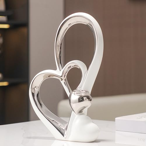 ODMYZG Doppelherz-Ornament,Doppelherz-Keramik-Statue,Heimdekoration,kreative Heimdekoration,Geschenk,Büro,Wohnzimmer,Dekoration,Souvenir,geeignet als Geschenk,Höhe 30 cm.