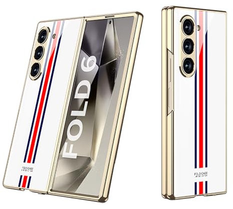 COQUE Funda Galaxy Z Fold 6 5G, Carcasa para teléfono móvil Pintada Brillante de Cristal ultradelgada 9H, Funda Plegable para Samsung Galaxy Z Fold 6 5G-Blanco Limitado