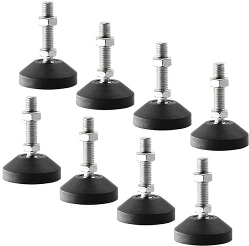 RHUAFET Lot de 8 pieds réglables M12 x 50 mm - Vis de réglage M12 - Pied de meuble - Peut supporter 400 kg - Pieds réglables - Vis réglables - Pied réglables - Inclinaison maximale de 15 ° (8 pièces -
