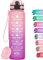 HydroPal 1L Sports Water Bottle, Slim Plastic Motivational Drink Bottle with Filter, Leakproof Water with Time Markings for Gym, Running, Travel, School, Office, Outdoor, BPA-free