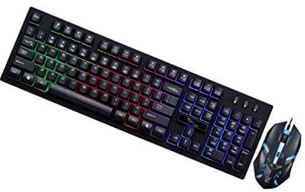 Yardenfun Clavier Et Souris Mécaniques De Jeu Filaires USB Ensemble pour Bureau Et Maison avec Touches Rétroéclairées