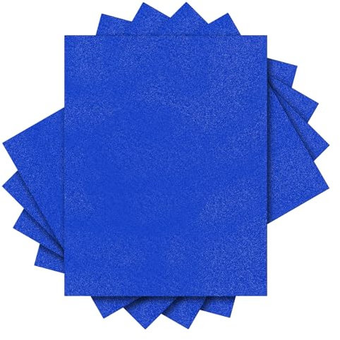 sourcing map 5PCS Glitter HTV Heat Transfer Vinyl Sheets, 12 x 10 Inch Navy Blue Glitter Iron on Vinyl for T-Shirts DIY Heat Vinyl Design Easy to Cut & Weed