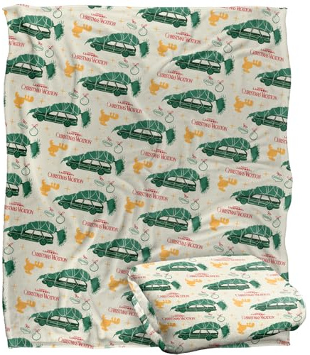 CHRISTMAS VACATION Blanket, 152 x 127 cm Tree and Moose Pattern Silky Touch Super Soft Throw Blanket