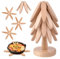 Salvamanteles de Madera para Platos Calientes, Juego de Manteles de Nogal, Juego de 4 Soporte de Madera Plegables para Platos Calientes, Teteras y Cuencos, Posavasos de Madera en Forma de Árbol