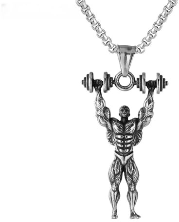 Sumpgle Gewichtheben Bodybuilder Anhänger Halskette Herren Edelstahl Schmuck Fitnessstudio Fitness Zubehör Strongman Langhantel Design