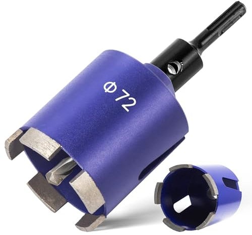 72 mm Diamant Dosensenker,Dosensenker Kernbohrkrone met M16 SDS Plus Adapter+Zentrierbohrer,Diamant Bohrkrone Dosen-Bohrer von Elektro-Unterputzdosen in Beton,Mauerwerk,Ytong,Kalksandstein