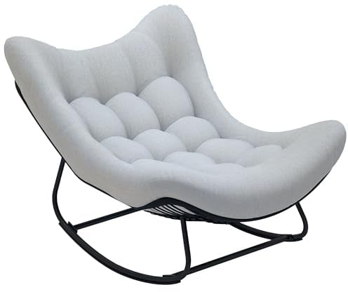 Outsunny Rattan Schaukelstuhl Gartenbank mit Stahlrahmen Kissen, Schaukelbank Gartenschaukel Outdoor Bank Sitzbank Gartenmöbel Parkbank für Garten Terrasse Park 98 x 111 x 74 cm Grau