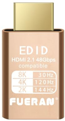 FUERAN Prise factice HDMI 8K 30Hz 4K EDID moniteur virtuel, adaptateur d'affichage sans tête, prend en charge jusqu'à 4K @ 120 Hz, 1440/1080@144Hz HDMI Faux émulateurs (8K-30Hz-1Pack)