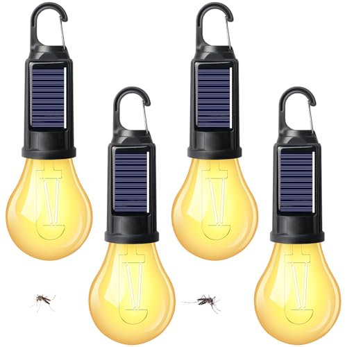 Behogan 4 Stück Campinglampe, Aufladbar LED Tragbare Camping Licht mit Mückenschutzfunktion, 3 Lichtmodi Aufladbar Zeltlampe Glühbirne, Wasserdicht Camping Lights für Camping, Stromausfall, Notfall