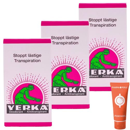 YERKA Deodorant Antitranspirant 3x 50 ml I Schutz bei starkem Schwitzen I Duftneutrales Deo, ohne Alkohol & Konservierungsstoffe I Für Achseln, Hände & Füße I Spar-Set plus Pharma Perle give-away