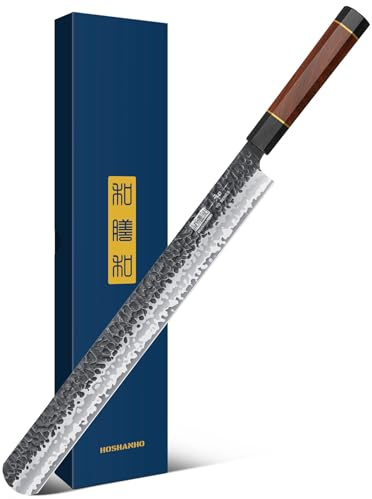 HOSHANHO 12 Inch Brisket Knife, Japanese Carving Knife for Meat Cutting and BBQ, Hand Forged Razor Sharp Slicing Knives with Ergonomic Octagonal Handle | Razor Sharp Carving Slicing Knife for Roast Beef, Hand Forged Meat Slicer with Ergonomic Octagonal Handle, Ideal for Gift