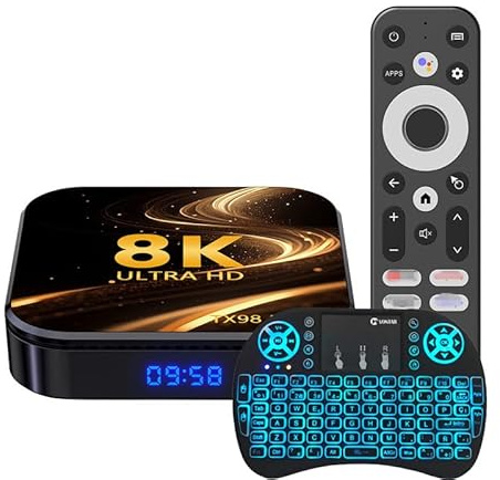 CHROX Android 13.0 TV Box, 4K/8K Set-Top Box RK3528 Supports WIFI6 2.4Ghz+5Ghz Dual-Band WIFI Bluetooth 5.0 HDR10+ with Mini Wireless Keyboard,2GB+16GB
