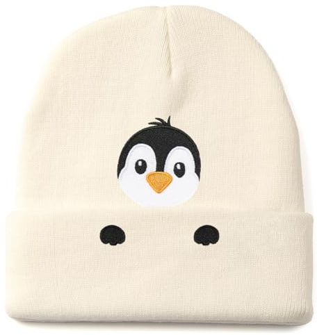 Aretas Pinguin Mütze Beanie Hut Geschenke für Damen Herren Penguin Geschenk Mit Pinguinen bestickte Strickmütze Lustige Süße Cartoon Tier Pinguine Deko