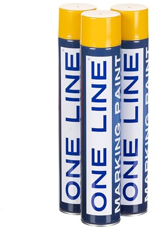 STICK2 Yellow Line Marker Spray Paint 750ml, 3 Cans | Fast-drying, high-visibility line marking paint for concrete, grass, asphalt, warehouses and sports pitches.