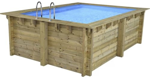 Piscina rettangolare in legno Maldive - 3,20 x 3,20 x 1,24 m