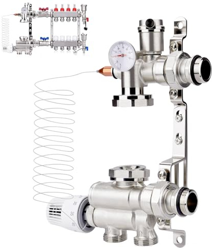 Fixed Value Control Set Pump Group for Underfloor Heating [20-60 °C | 210-235 mm | Connections G1 | 16 Bar | up to 180 m2] Heating Circuit Distributor Pump for Collector Central Heating Recirculation