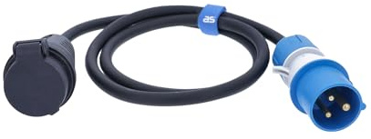 as - Schwabe CEE Adapterleitung 1,5 m H07RN-F, 230 V 16 A | SEV Typ 23 Kupplung IP55 auf CEE Stecker mit Spannungsanzeige, IP44 spritzwassergeschützt