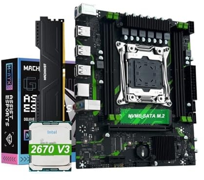 PR9-H MAQUINISTA X99 placa base LGA 2011-3 Conjunto combo opcional Xeon E5 2670 V3 CPU Procesador 16G DDR4 ECC Memoria RAM NOMBRE M.2(Motherboard+CPU)