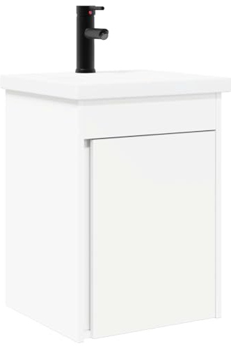 Mhdvray Meuble de salle de bain avec lavabo et robinet - Meuble de salle de bain mural en céramique avec meuble bas - Design compact pour salle de bain et WC d'invités - 42 x 40 x 74,5 cm - Blanc