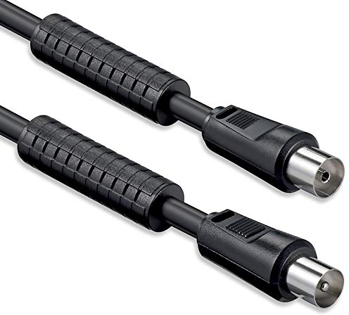 Antennenkabel mit Ferrite Mantelstromfilter 7,5 Meter 2x geschirmt Koax-Stecker > Koax-Buchse (vollständig geschirmt) Koax schwarz St-Ku mit FE 85db