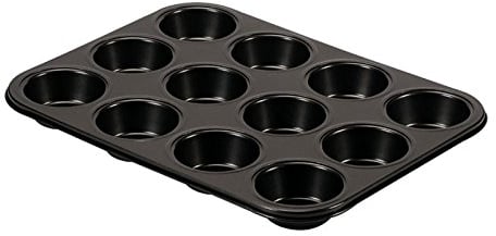 Guardini, Moule à 12 muffins 27x35 cm avec couvercle de transport, Acier avec revêtement antiadhésif, Noir, Fabriqué en Italie, Ligne Bake Away