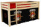 VIPACK PICOHSZG1077 Spielbett Pino mit Textilset Pirates, Maße 210 x 114 x 106 cm, Liegefläche 90 x 200 cm, Kiefer massiv Natur lackiert