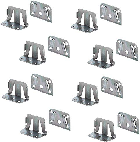 Gedotec Bettverbinder Metall Bett-Winkel für Bettkonstruktionen - Holz-Mittelbalken & Lattenrost | Bettsockel-Verbinder zum Einhängen | Bettbeschlag Stahl verzinkt | 8 Set - Einhängebeschlag