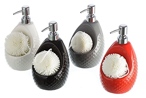 DISPENSADOR JABON CON ESTROPAJO CLASICO (Rojo)