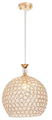 TRADE® Luce pendente D'oro Globo Lampadario con K9 Crystal Regolabile Cordone Sala da Pranzo Illuminazione