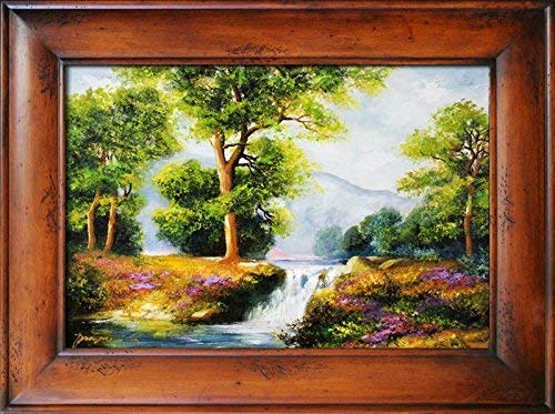 JVmoebel Pintura Natural Río Lago Aceite Artesanía Pintura Al Óleo Imagen Ölbilder Marco Imágenes G06206
