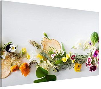 Bilderwelten Magnettafel - Frische Kräuter mit Essblüten - Memoboard Querformat 2:3, Wandbild Magnettafel Pinnwand Magnetboard Magnetpinnwand Magnetwand Stahl Küche Büro, Größe HxB: 40cm x 60cm