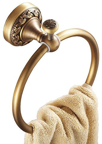 Antique Brass Bathroom Toilet Round Towel Ring Dressing-Gown Wall Mounted Hanger