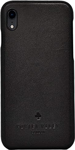 Porter Riley - Lederhülle für iPhone XR. Premium Ultra Dünn Echtleder Cover/Ledertasche/Backcover kompatibel mit iPhone XR (Schwarz)