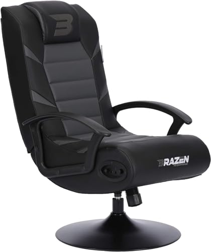 BraZen Kids Gaming Chairs for Kids Gaming Chair with Speakers Subwoofer Bluetooth Compatible All Games Consoles Small Junior Foldable Rocker Video Games Chairs Speakers British Brand Pride – Grey