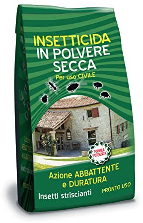 Insetticida in Polvere azione rapida pronto all'uso, Abbattente e Residuale, Petrin polvere Plus, per Formiche, tutti gli insetti striscianti, Pulci, Scarafaggi, Blatte, Vespe, Zecche, busta da 1 Kg