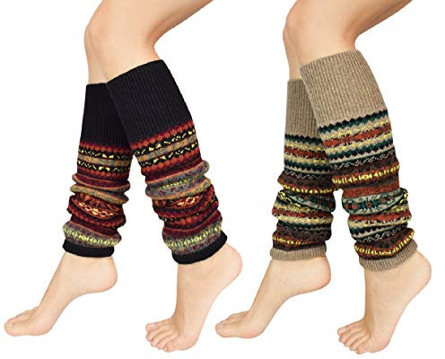 Voqeen Stulpen Damen Beinwärmer Knie Socken Böhme Gehäkelt Gestrickt Stulpen Bein Wärmer Beinstulpen Strümpfe Gestreift Strümpfe Socken Verdicken Tanzen Strumpf Lange Beinwärmer