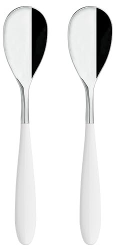 Rockingham Forge 2TAS650W - Juego de 2 cucharas de mesa de acero inoxidable, mango blanco de plástico PBT 18/10