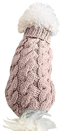 Tonsee Sweater Gestrickter Pullover Herbat Winter Warme Hundepullover Hund Rollkragen Strickpullover Warm Hundejacke für Mittlere Kleinen und Große Hunde (M, Beige)