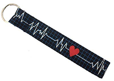 Schlüsselanhänger - EKG - Herz - blau/rot/weiß