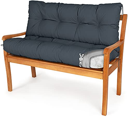 Spatium Bankauflage abnehmbar Bezug wasserdicht Sitz + Rücken gesteppt Bankkissen Bankpolster Polsterauflage Auflage für Gartenbank 30 Größen zur Auswahl, 7 Farben(170 x 80 x 10cm Anthrazit)